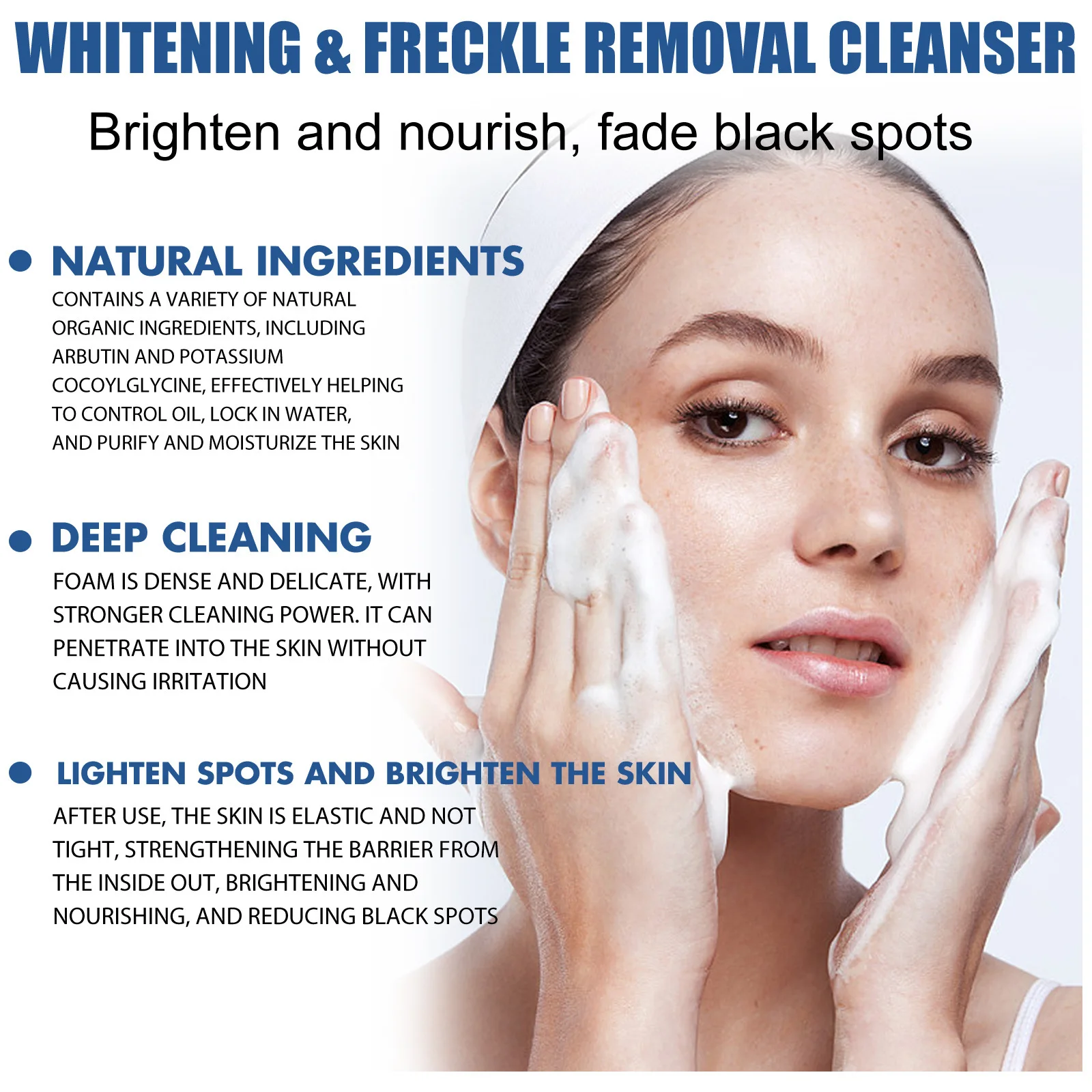 EELHOE Freckle Removing Facial Cleanser Oil Control Deep Cleansing Pores Lightening Dark Spots Acne Treatment Skin Moisturizing 5