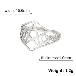 Enchanting Geometric Ring with Lucifer Sigil and Lilith Protection in Stainless Steel Jewelry - Resizable (Steel Color)