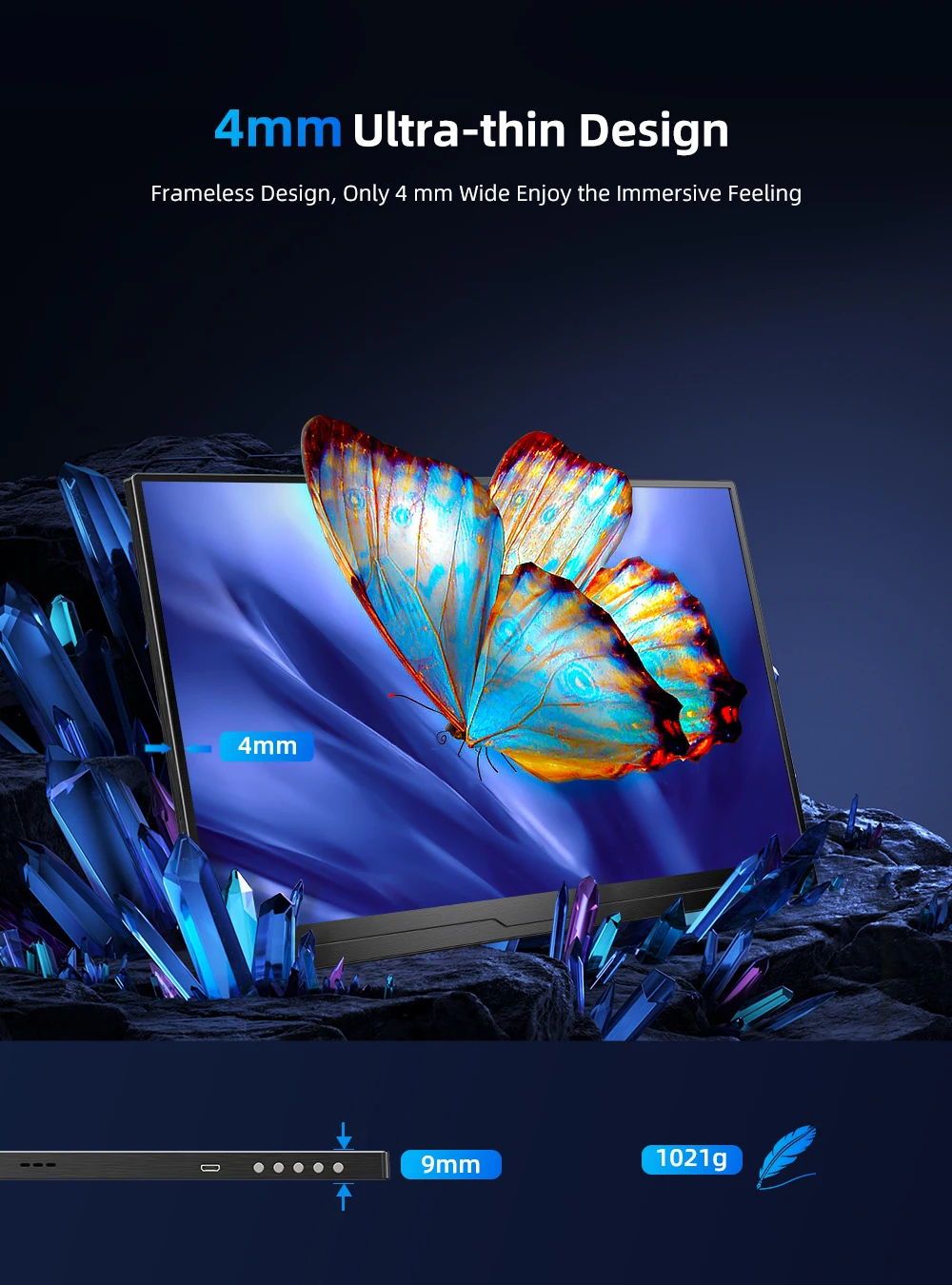 UPERFECT ޴  17.3 ġ 2K 2560X1440 USB C Ʈ ÷ VESA  Ʈ ̽  100% sRGB HDR FreeSync   ͽٴ Ʈ ũž