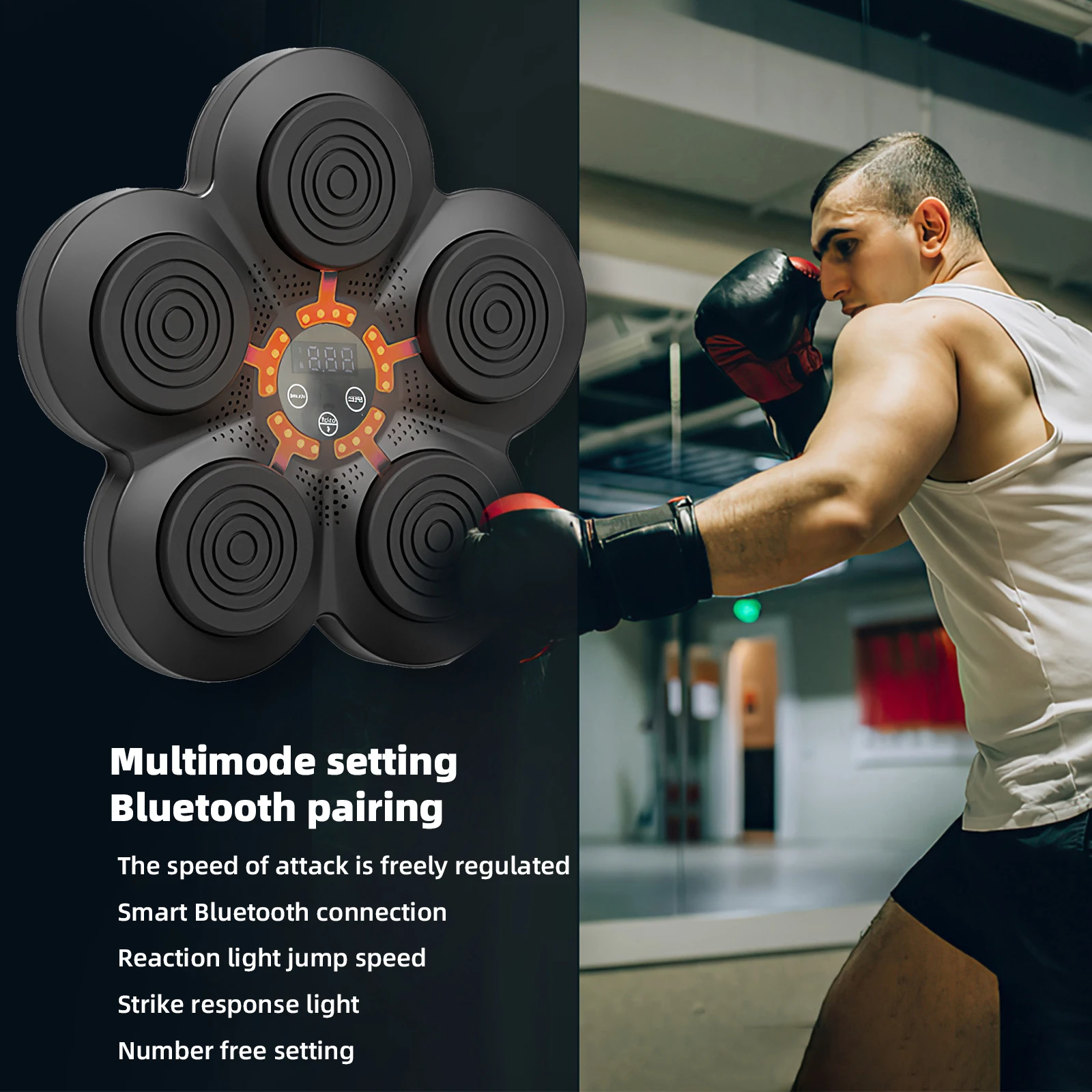 Intelligent Music Boxing Trainer Electronic Response Boxing Machine Wall  Hanging Sandbag Bluetooth-Compatible for Kids Adult