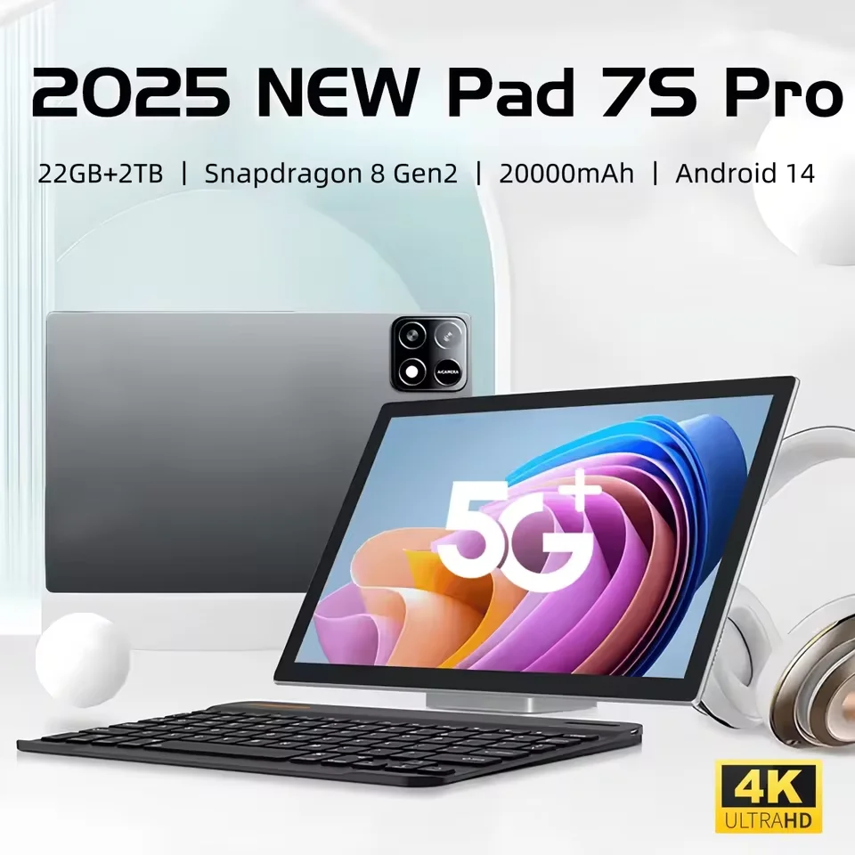 2025 nouvelle tablette originale Pad 7S Pro 11 pouces Snapdragon8gen2 HD 4K Android 14 22GB + 2TB 20000mAh 5G double SIM WiFi GPS tablette PC