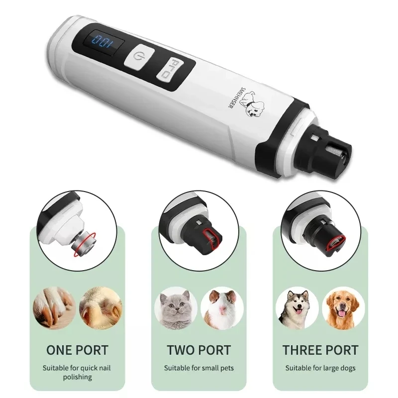 USB 충전식 전기 애완 동물 네일 연마기, 무통 발 네일 커터, 개 고양이 손질 트리머 도구