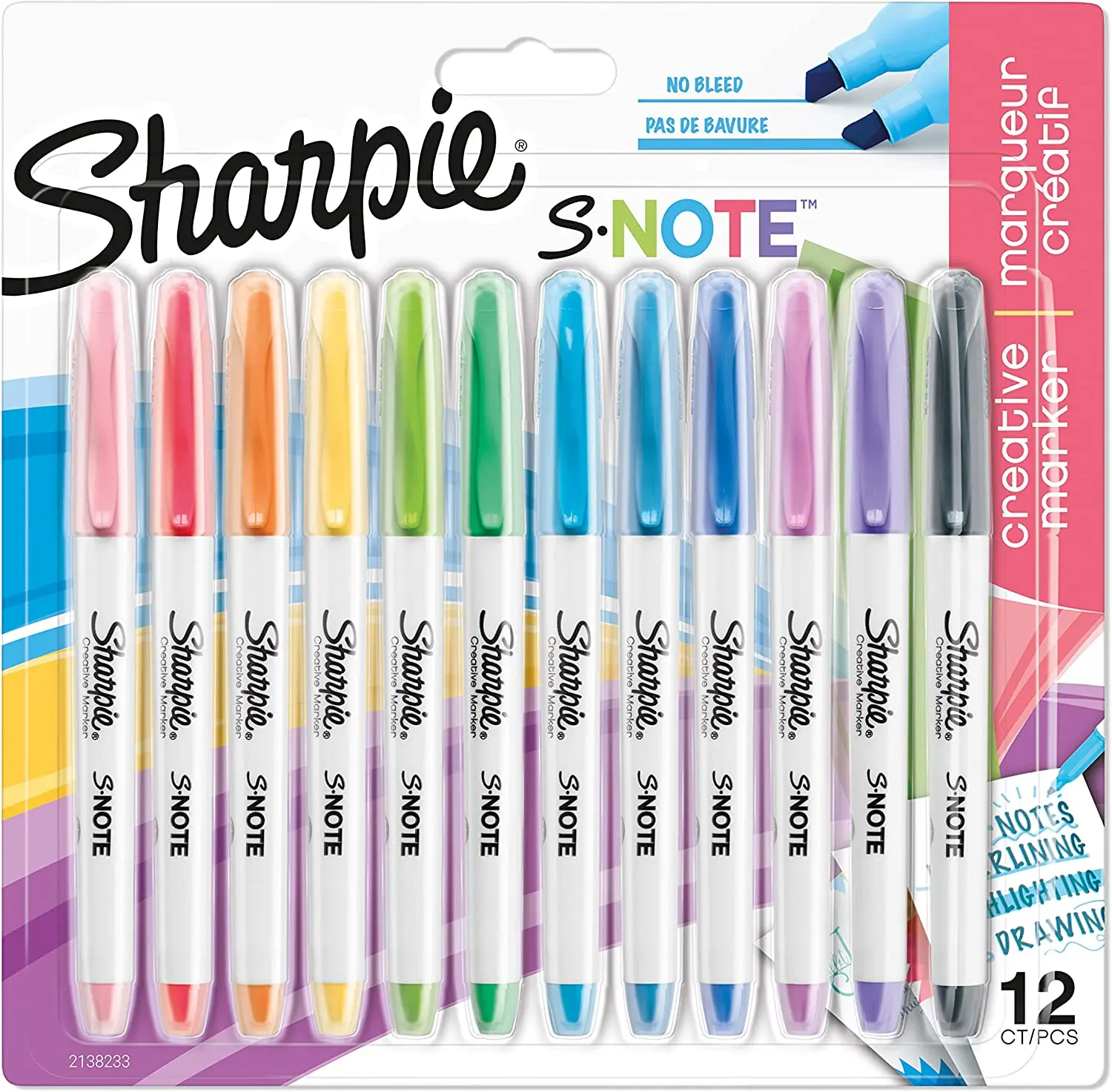 S-Note Creative Markers, Assorted Ink Colors, Chisel Tip, Assorted