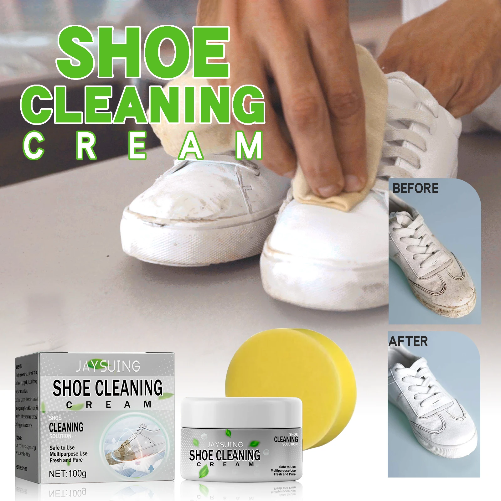 White Shoe Stains Remover Paste Kit Sneakers Cleaning Cream