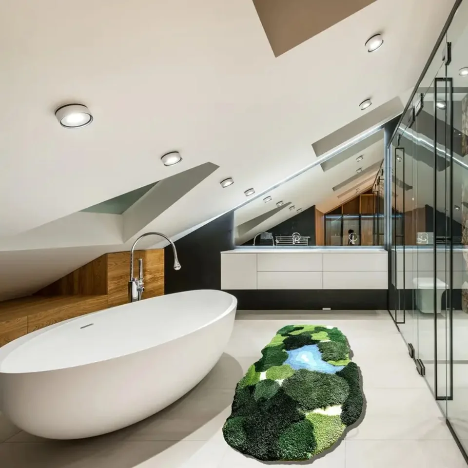 Plush Leaf Shaped 3D Moss Bathroom Rugs