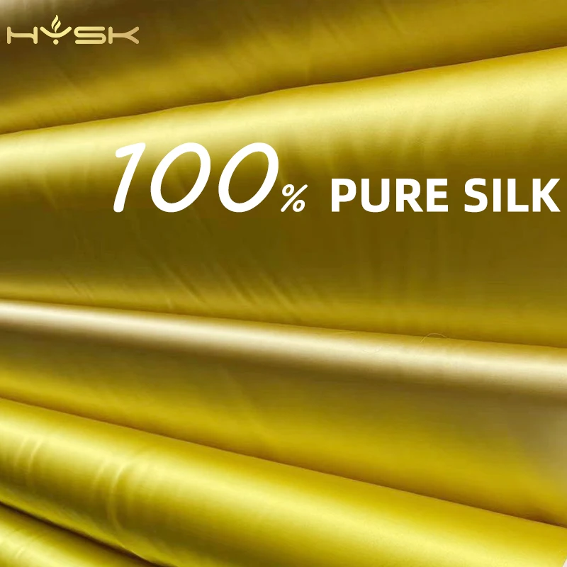100% silk satin fabric multicolor yellow solid dye luxury chinese Canary orange heavy real silk DIY vegan double sided
