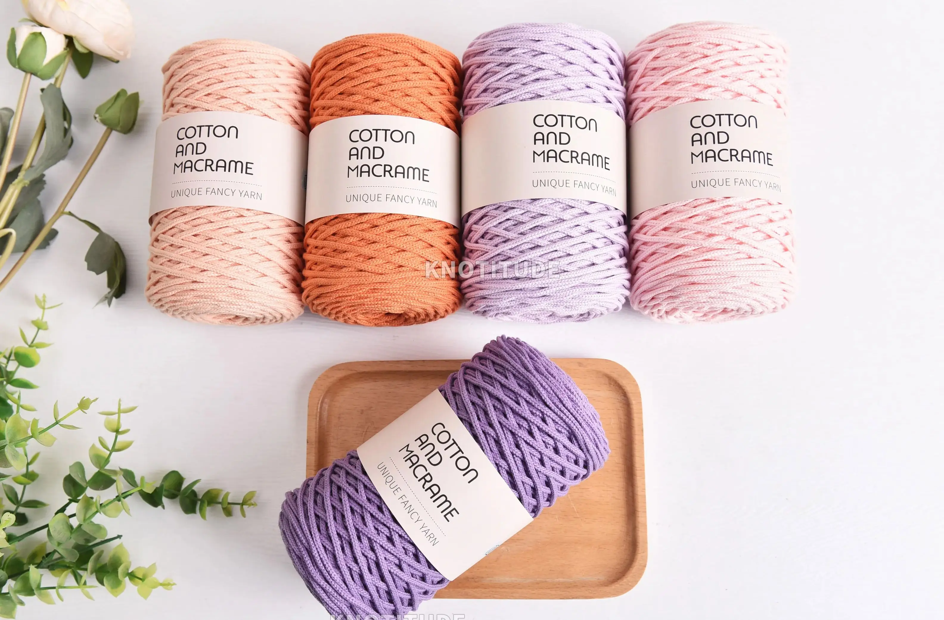 KNOTITUDE 3mm Cotton Macrame Cord 130m a Roll Hand knitting yarn Hand Crochet yarn Bag crochet yarn 100% high quality cotton 2