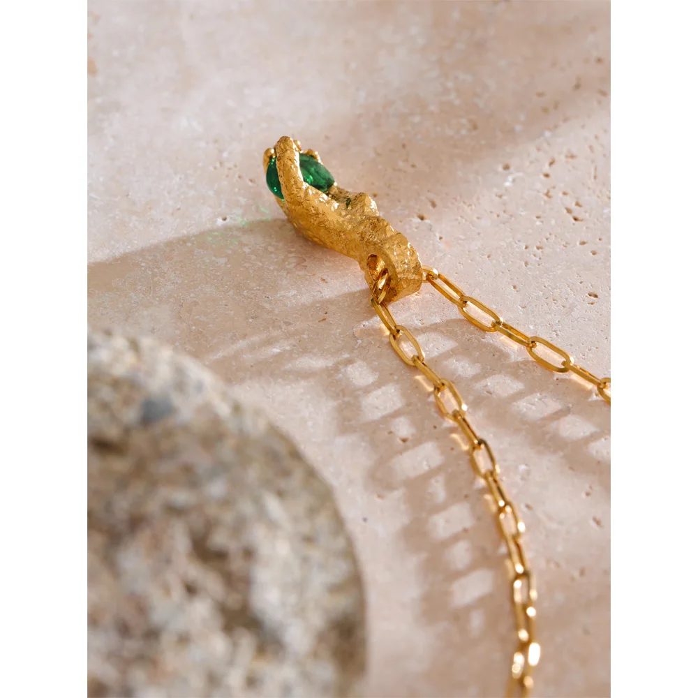 Yhpup Necklace Cubic Zirconia Golden Chain
