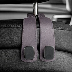 Enhanced Suede Car Seat Headrest Hooks - Universal Dual Hook Organizer and Storage Rack (Brown)