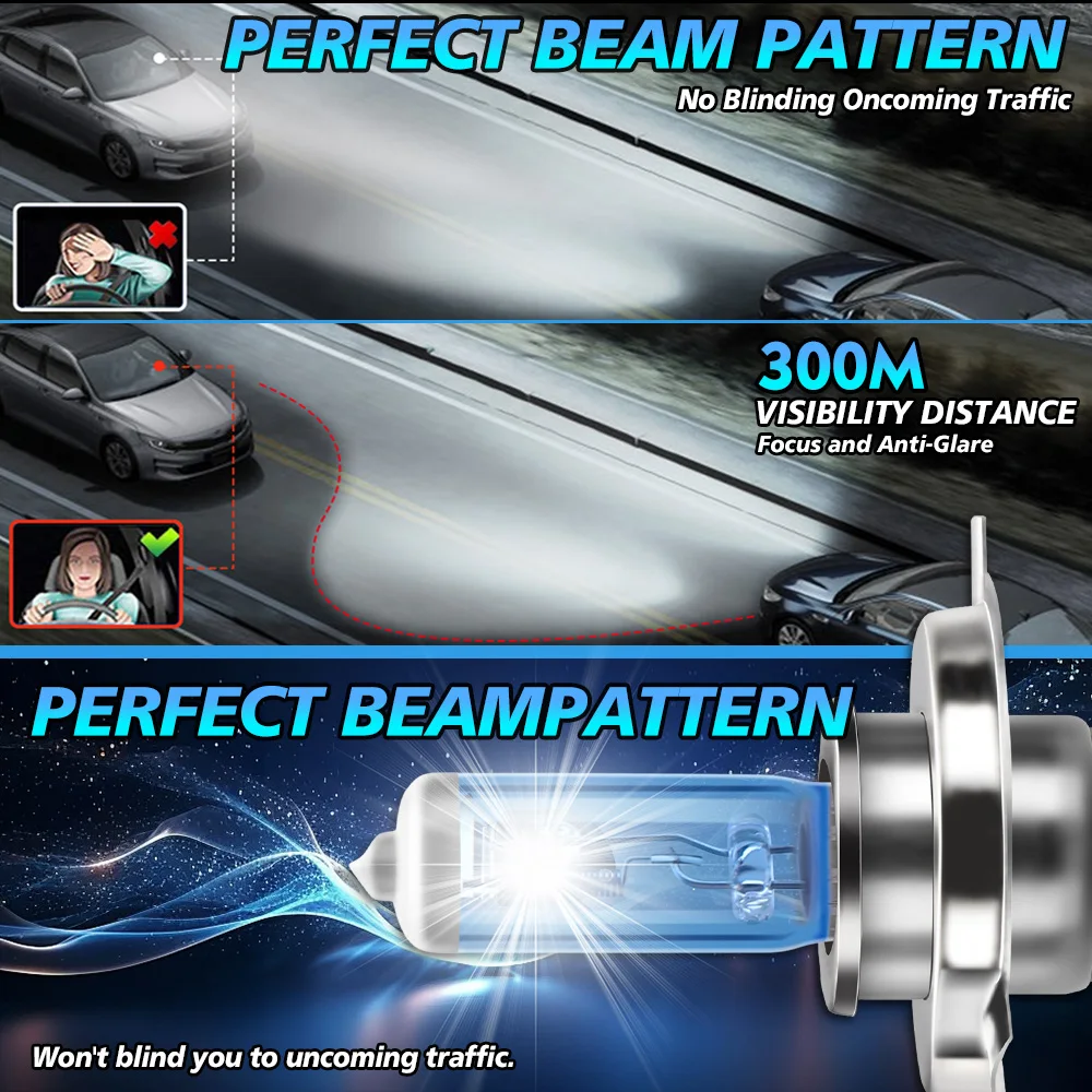 2PCS H7 H4 H1 H11 HB3 9005 HB4 9006 Halogen Headlight Car Light Hi/Lo Beam 6000K 12V