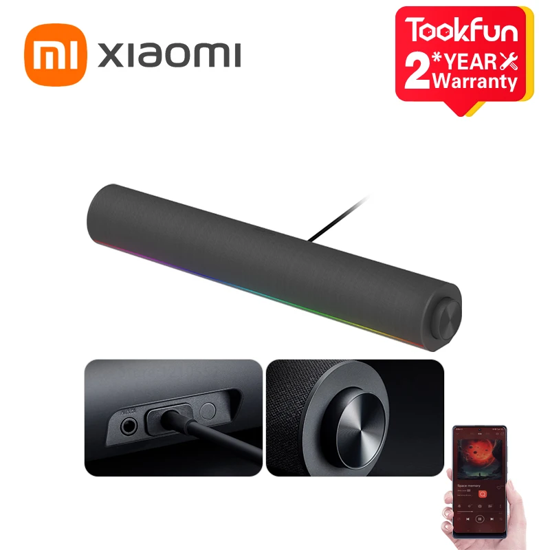 

New XIAOMI Redmi Computer Speaker Four-Unit Two-Channel Stereo RGB Ambient Light Bluetooth 5.0 Built-in Microphone Knob Control