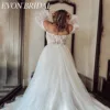 EVON BRIDAL Strapless Lace Wedding Dress Plus Size For Bride Puff Sleeves A-Line Backless Applique Customized Bridal Gowns 2