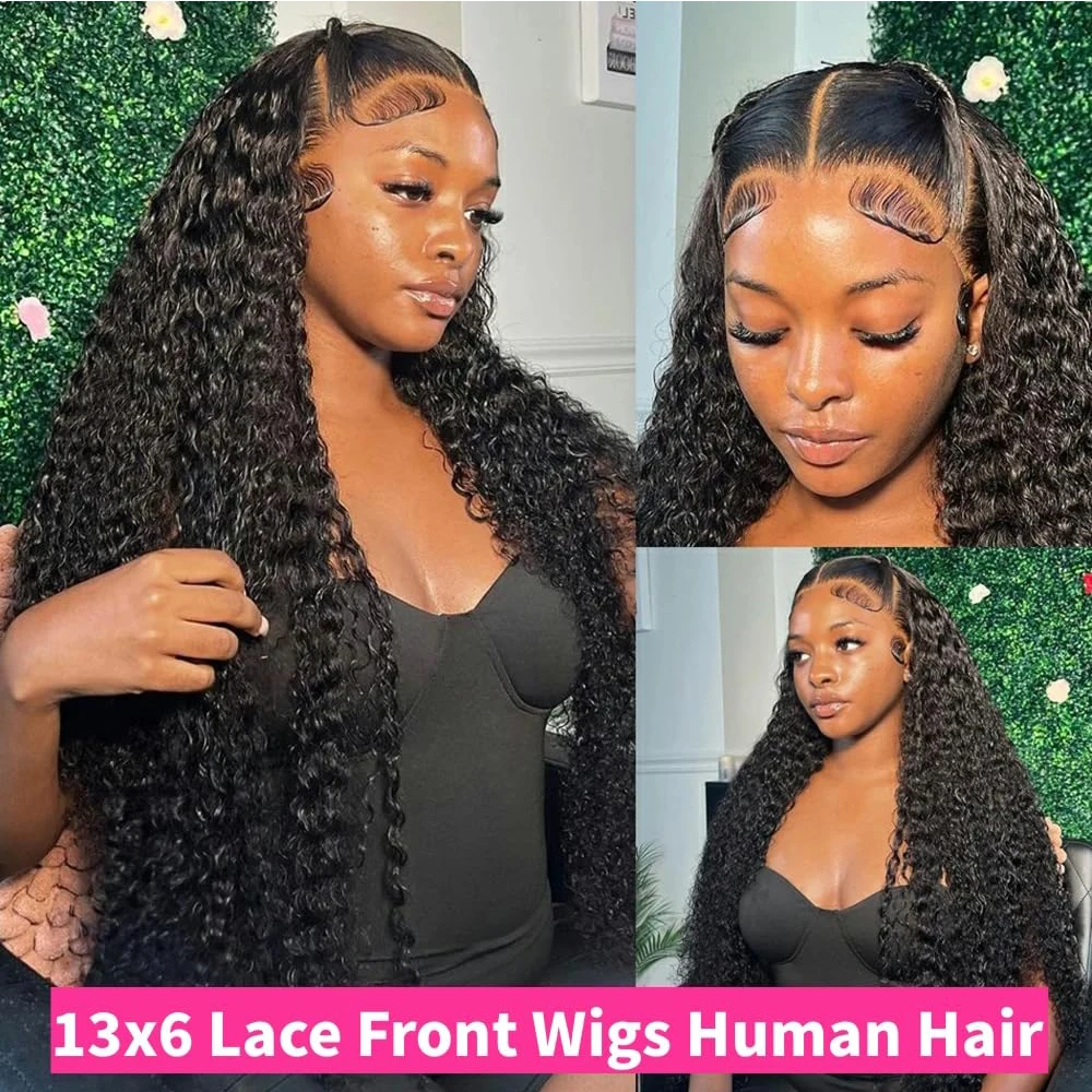 Deep Curly HD Lace Wig 13x6 Human Hair Wigs Preplucked 250 Density 13x4 4x4 6x6 HD Lace Frontal Wig Deep Wave Glueless Wig