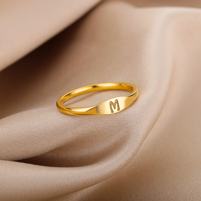 K Initial Gold Letter Ring – www.pipabella.com