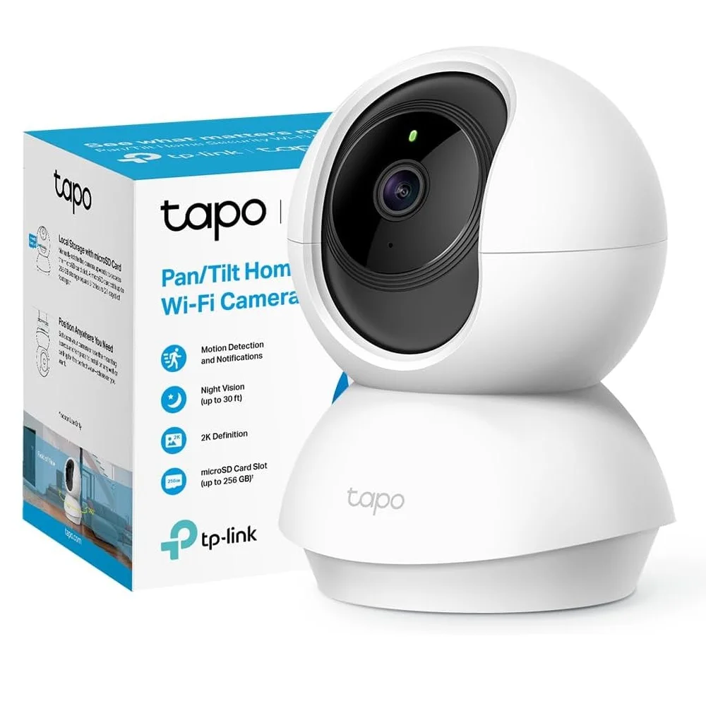 TP-Link Tapo C210 Camera, 2K UHD Night Vision 256GB Micro SD