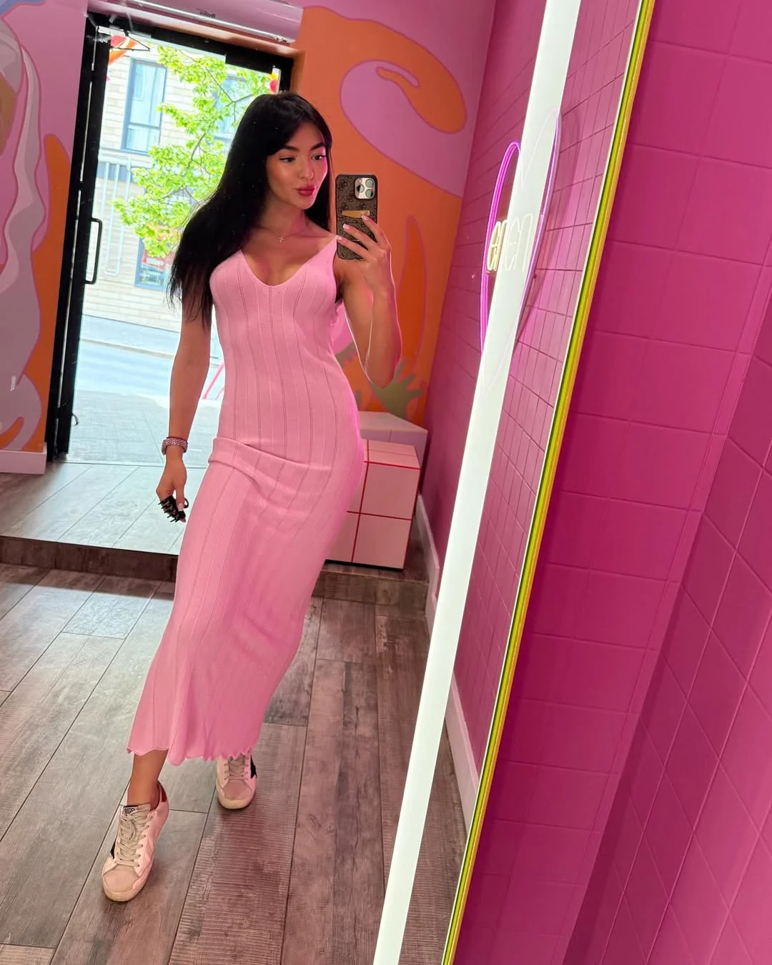 Backless Knit Maxi Dress for Women - Elegant V-Neck Style photo review