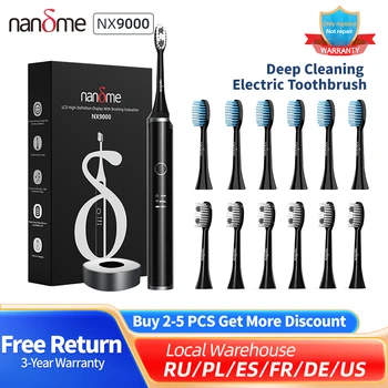 【Code：NANDME1225】Nandme 초음파 전동 칫솔, 스마트 LCD 디스플레이, 유도 충전 딥 클리닝 칫솔, IPX7 방수, NX9000