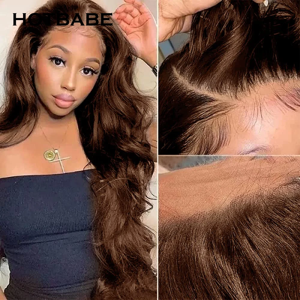 250 Density Brown colored 13x4/13x6 Lace Front Wig Human Hair Brazilian Pre Plucked Body Wave HD Lace Frontal Wig Remy Hair