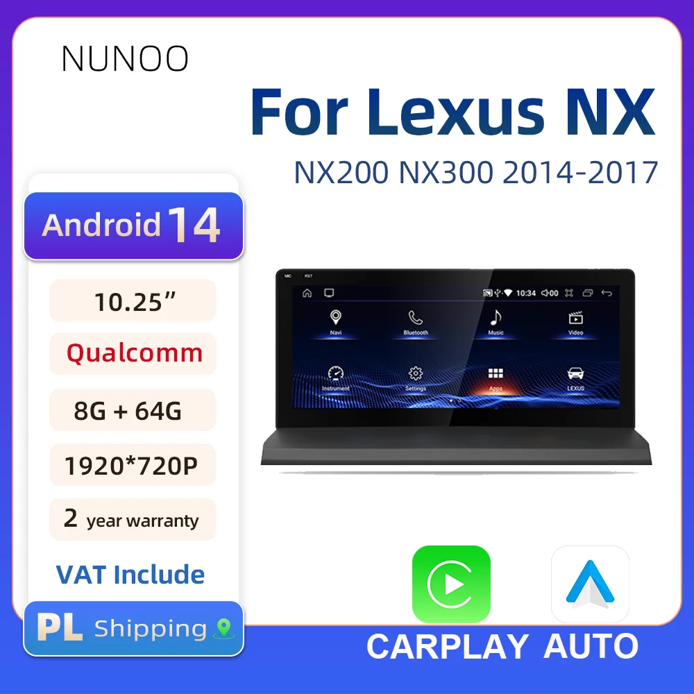 Pantalla Carplay para Lexus NX NX200 NX300 2014-2017, Sistema Multimedia para Auto, Radio Estéreo, Android Auto, Audio y Navegación 1
