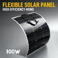 Panneau solaire monocristallin flexible 100W PET 12V, module de chargeur solaire portable étanche pour camping-car, caravane, bateau, yacht, maison, balcon, alimentation hors réseau 1