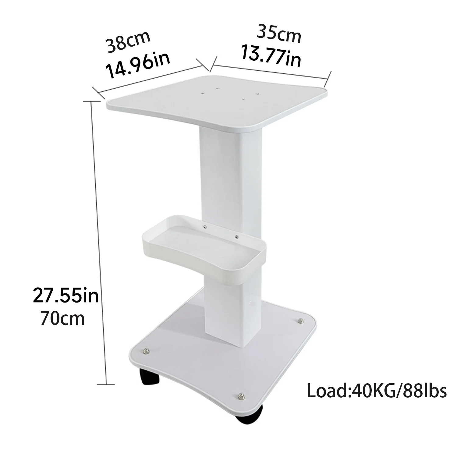 Chariot roulant pour Salon de beauté, stockage de 40 kg de charge, support d'équipement de Spa, Table de Salon à 3 niveaux, étagère en bois 360 °   Roues silencieuses