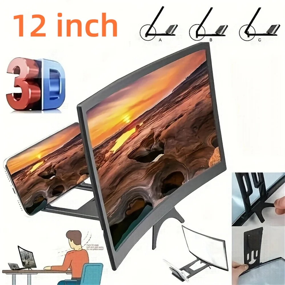 Phone Screen Amplifier 12 Inch 3D HD Portable Smartphone Stand
