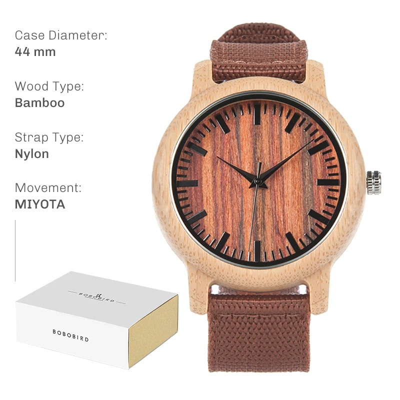 BOBO BIRD Orologio Analogico Da Uomo In Legno, Al Quarzo, Con Black Dial Vendita Calda