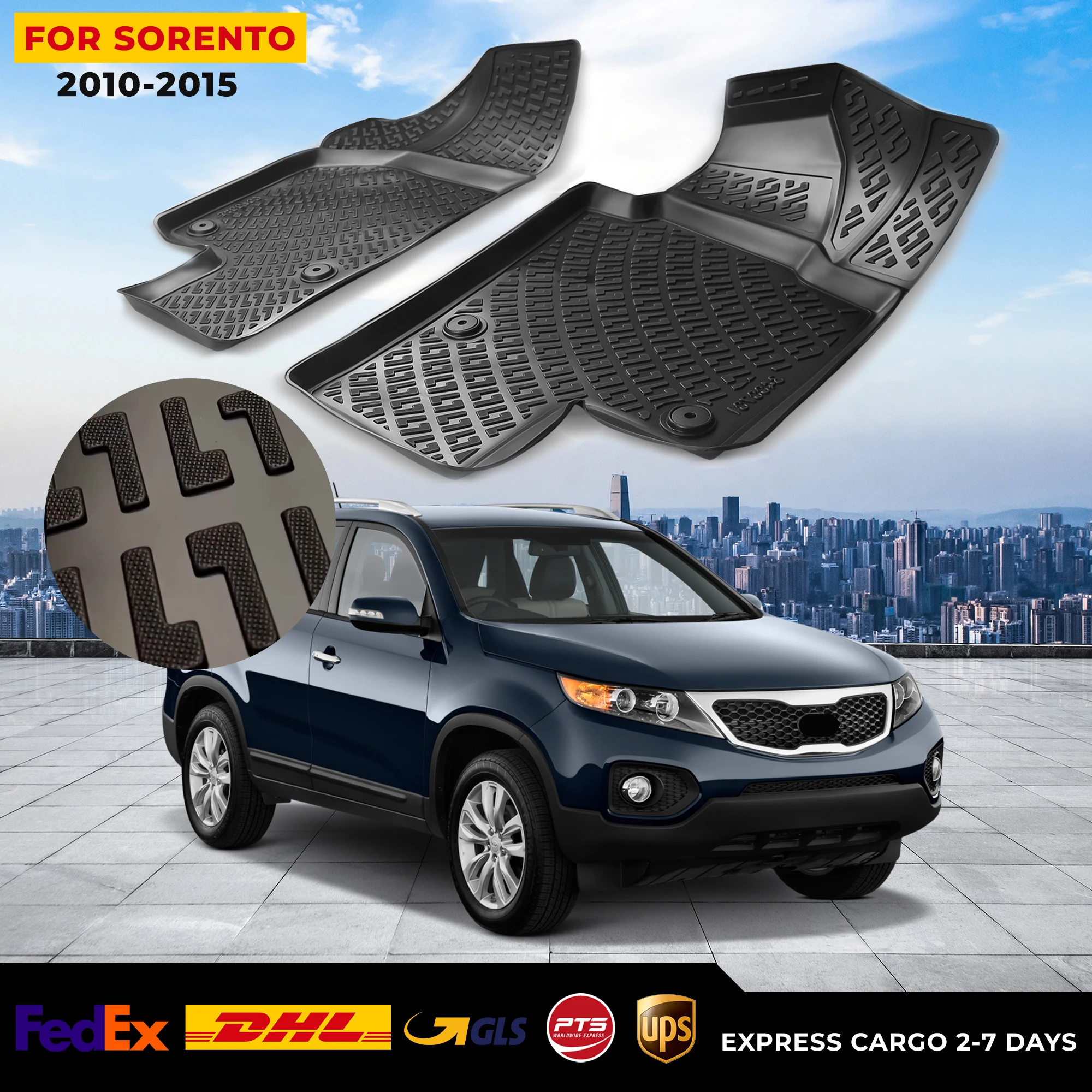 

3D Car Floor Liner For Kia Sorento 2010-2015 Waterproof Special Foot Pad Fully Surrounded Mat Accessories Rugs Non-slip