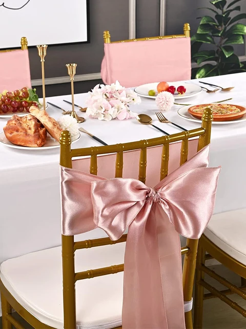 Ceintures de chaise en Satin pour mariage, 10 pièces, 17x275cm, nœuds de sauge, rubans de couverture de chaise pour mariage, Banquet, fête, décor de réception-cadeau pour bébé 4