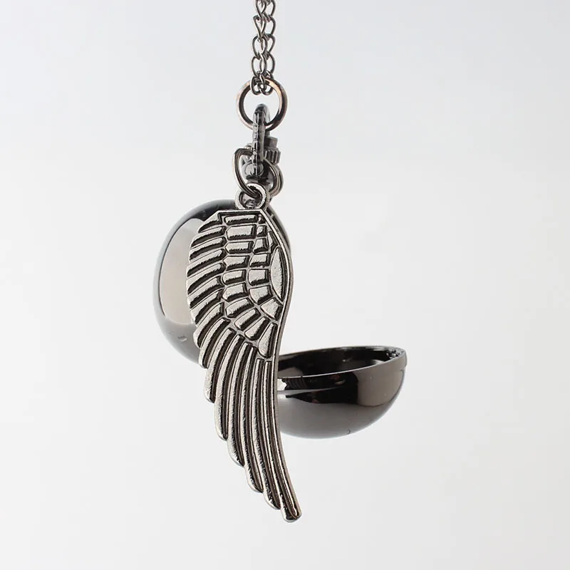 Charming Black Pocket Watch Necklace Pendant - Children's Quartz Timepiece Gift