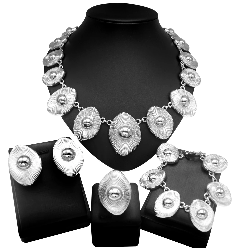Geometric Bridal Jewellery Set for Women - silver