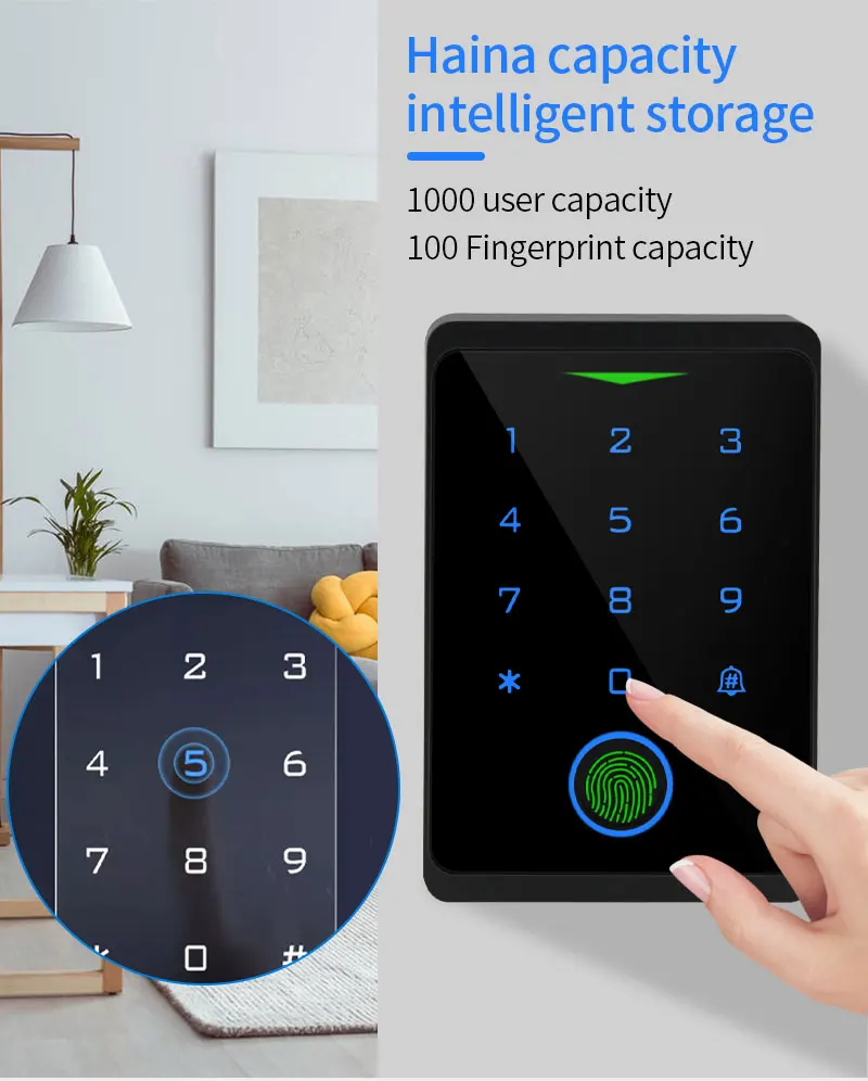 Wifi Tuya Backlit Fingerprint Door Access Keypad Waterproof RFID 125kHZ EM Card