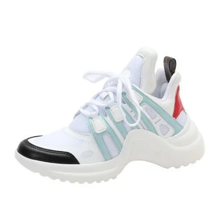 Moraima Snc Fashion Mixed Colors Dad Shoes Real Leather Round Toe Lace-up High Top Casual Woman Height Increasing Lady Shoes