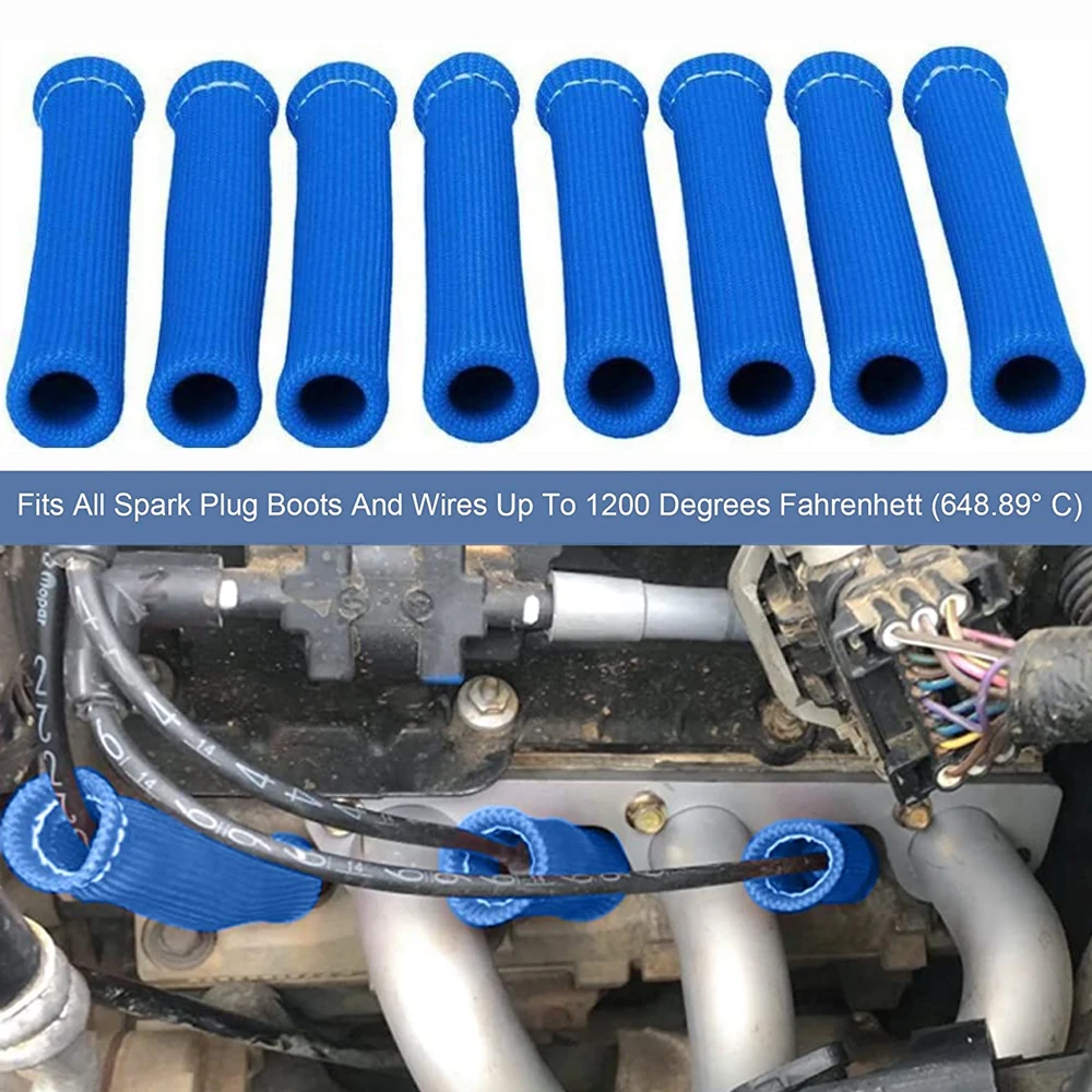 8x SBC BBC 350 454 1200° Spark Plug Wire Boots Heat Shield Protector Sleeve - Foto 4