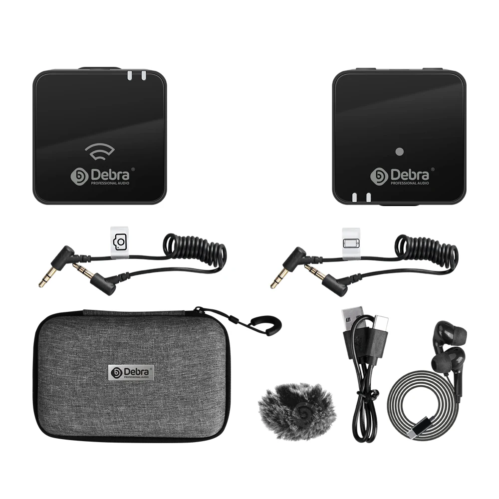 Debra W90 2.4G Wireless Microphone-80m Range with 3-Level Noise Reduction for DSLR/Smartphone Vlogging & Live Streaming
