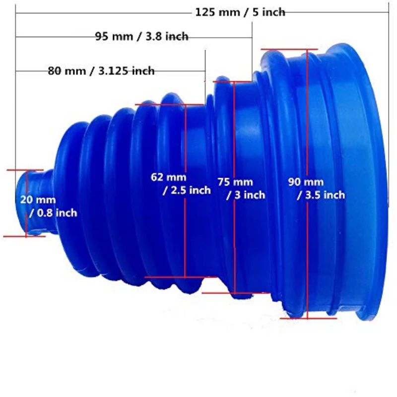 Pack of 4 Pieces Universal Flexible Silicone Constant Velocity CV Joint Boot Rubber 5 inch（125mm） Height Red-no Clamp