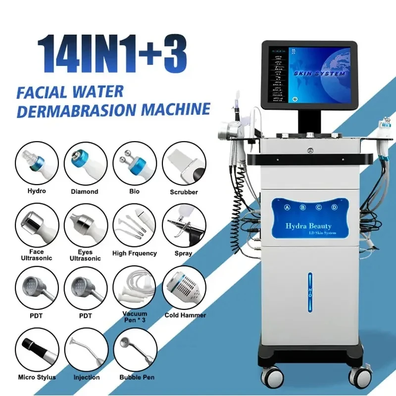 Multifunction Oxygen Hydra Dermabrasion Skin Care Machine Facial Ultrasonic Cleaning Rejuvenation Remove Blackhead Face Lifting