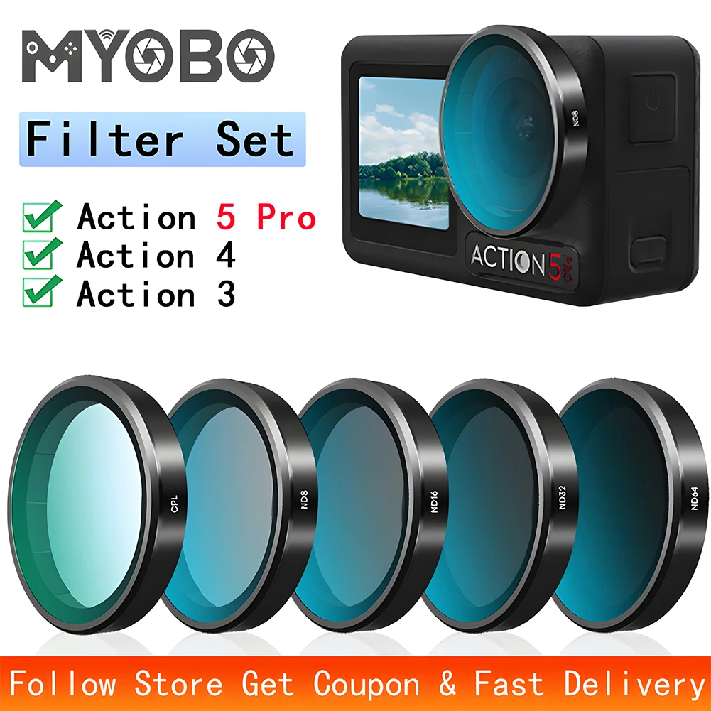 Filtre CPL/ND pour DJI Osmo Action 3 4 5 Pro - Kit Universel