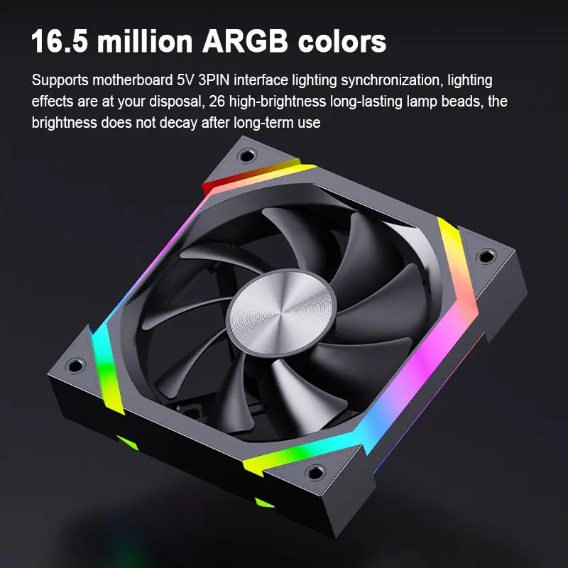 Computer Chassis Fan UPSIREN ZF-120 12cm ARGB 4 Pin PWM Quiet Cooling Fan 12V Large Air Volume 45CFM/600-1500RPM