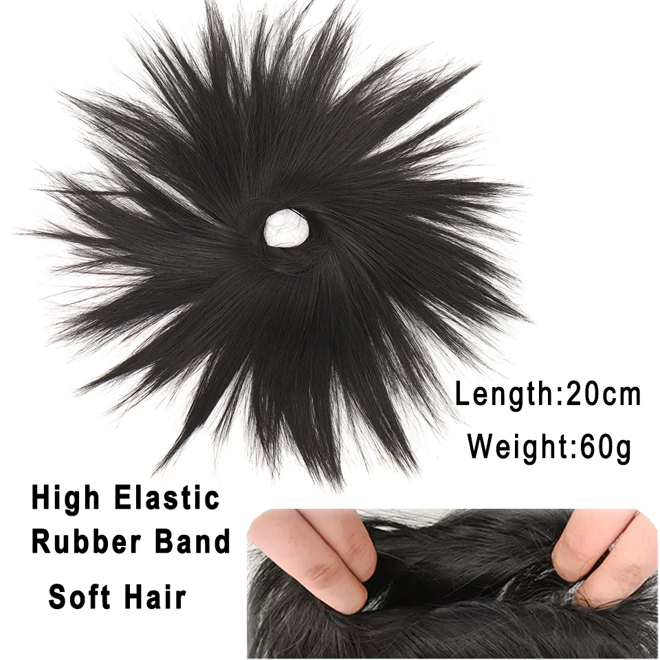 LUPU Synthetic High Elastic Rubber Band Messy Bun Fake Hair Straight Donut Scrunchie Chignon For Women Updo Hairpiece
