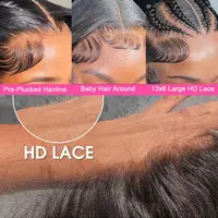200% densité 13x4 Hd dentelle frontale perruques lâche vague profonde perruques brésiliennes femmes bouclés perruque de cheveux humains 42 pouces vague d'eau profonde 3