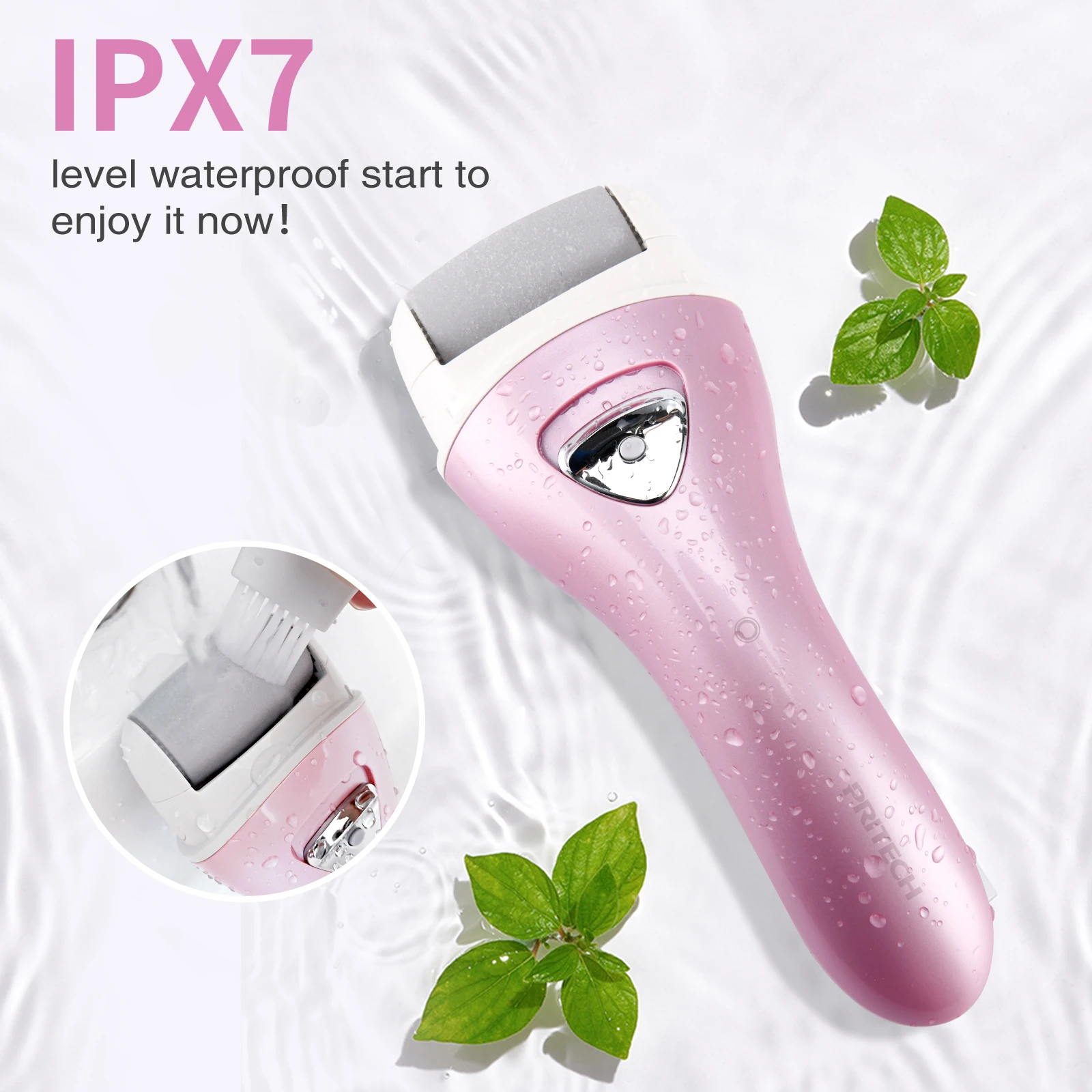 Pritech Foot Callus Dead Skin Remover Rechargeable Electric Pedicure Tools Professional Hard Cracked Dry Skin Spa for Bath 6