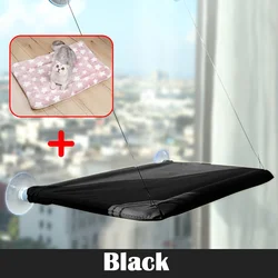 Elevated Cat Hammock Bed - Aerial Hanging Pet Seat and Climbing Nest (Black With Mat Bed)