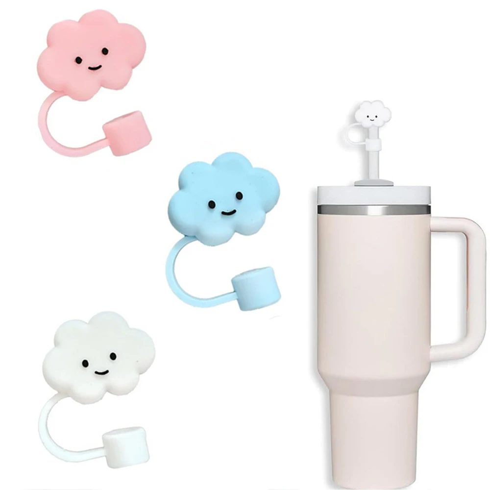 3 Pcs Cloud Straw Covers Cap Toppers Compatible with Stanley 30&40 Oz Tumbler Cups Reusable Silicone Cute Straw Tips Lids