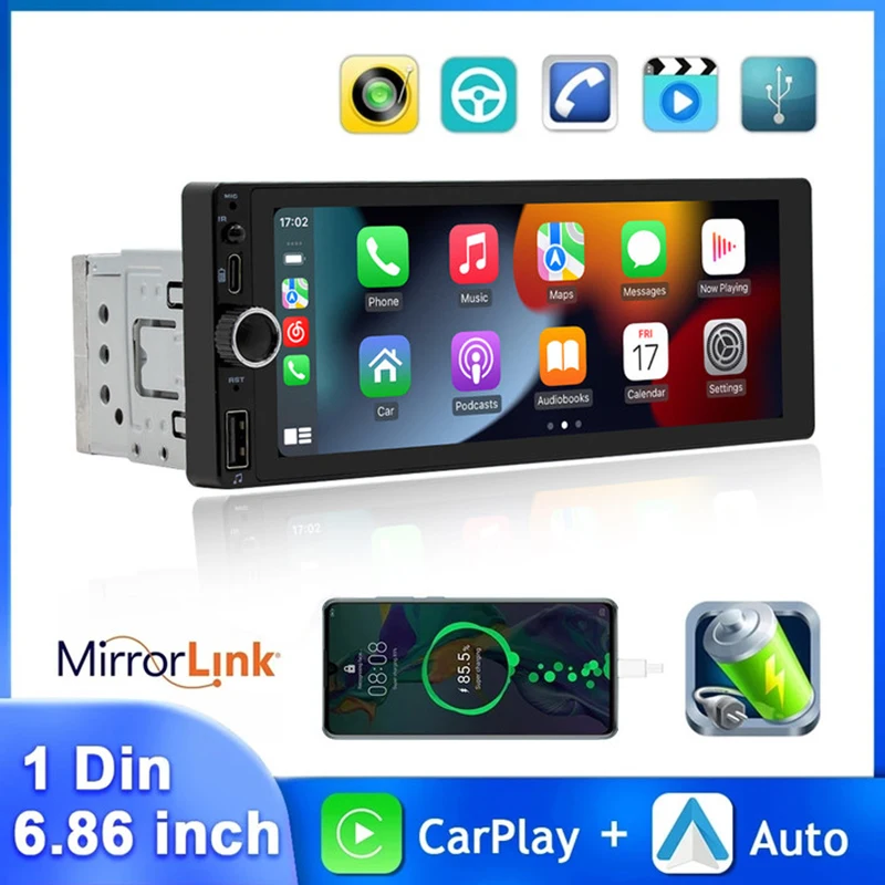 1 Din MP5 Car Radio 6.86'' MP5 Player Wired Carplay Android Auto Universal Multimedia Player Mirror Link Car Stereo 1 1 Din MP5 Car Radio 6.86'' MP5 Player Wired Carplay Android Auto Universal Multimedia Player Mirror Link Car Stereo