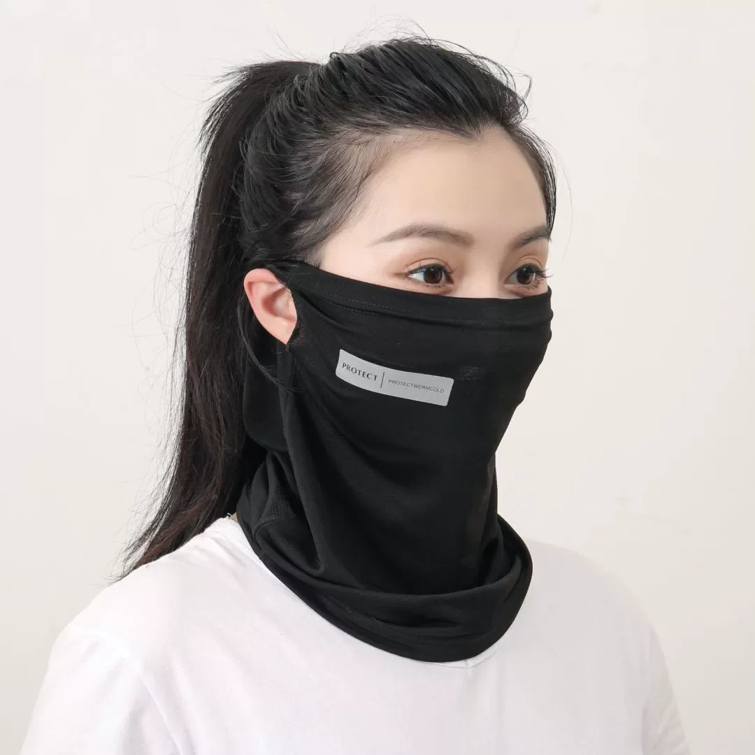 Ice Silk Sunscreen Mask Face Cover Solid Color Neck Wrap UV Protection Ear Bandana Scarf ProtectionIce Mask For Outdoor Cycling