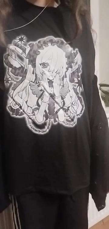 Loose Black T-Shirt - Animecore Aesthetic photo review