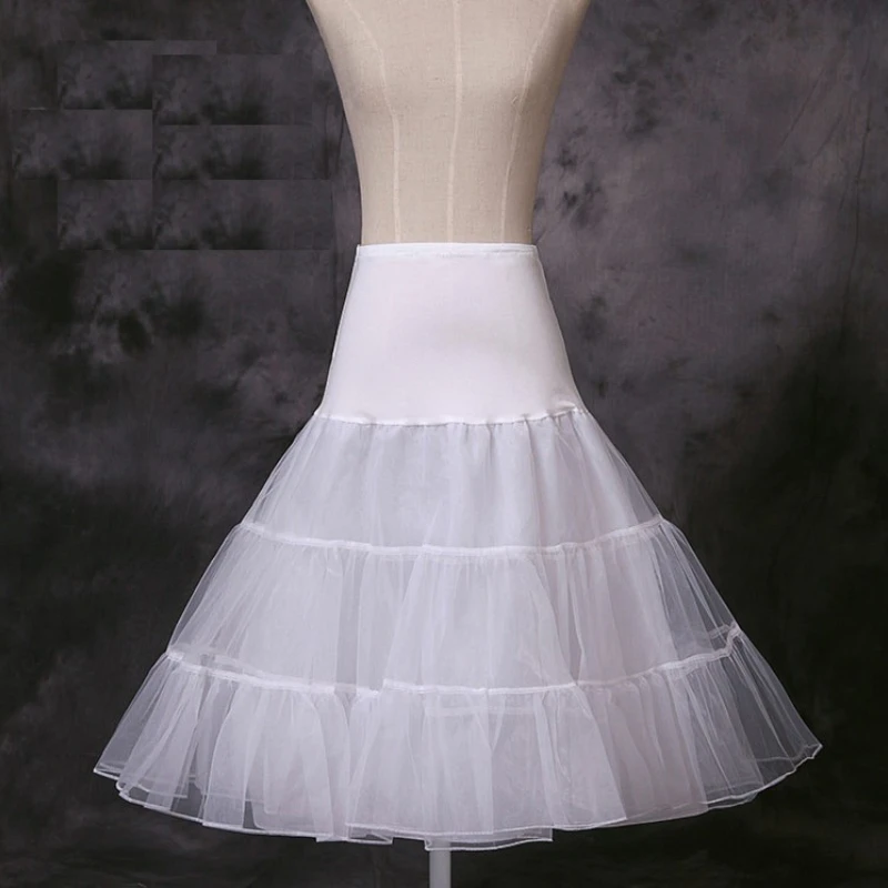 In stock 60 cm Petticoats for Wedding Dress Crastal Yarn Waist Elastic Short Wedding Petticoat Bridal Underskirt Women Crinoline