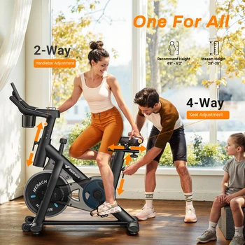 MERACH Exercise Bike Brake Pad Stationary Bike Low Noise Indoor Cycling Bike 270lbs Weight Capacity Tablet Mount Fitness Courses 5