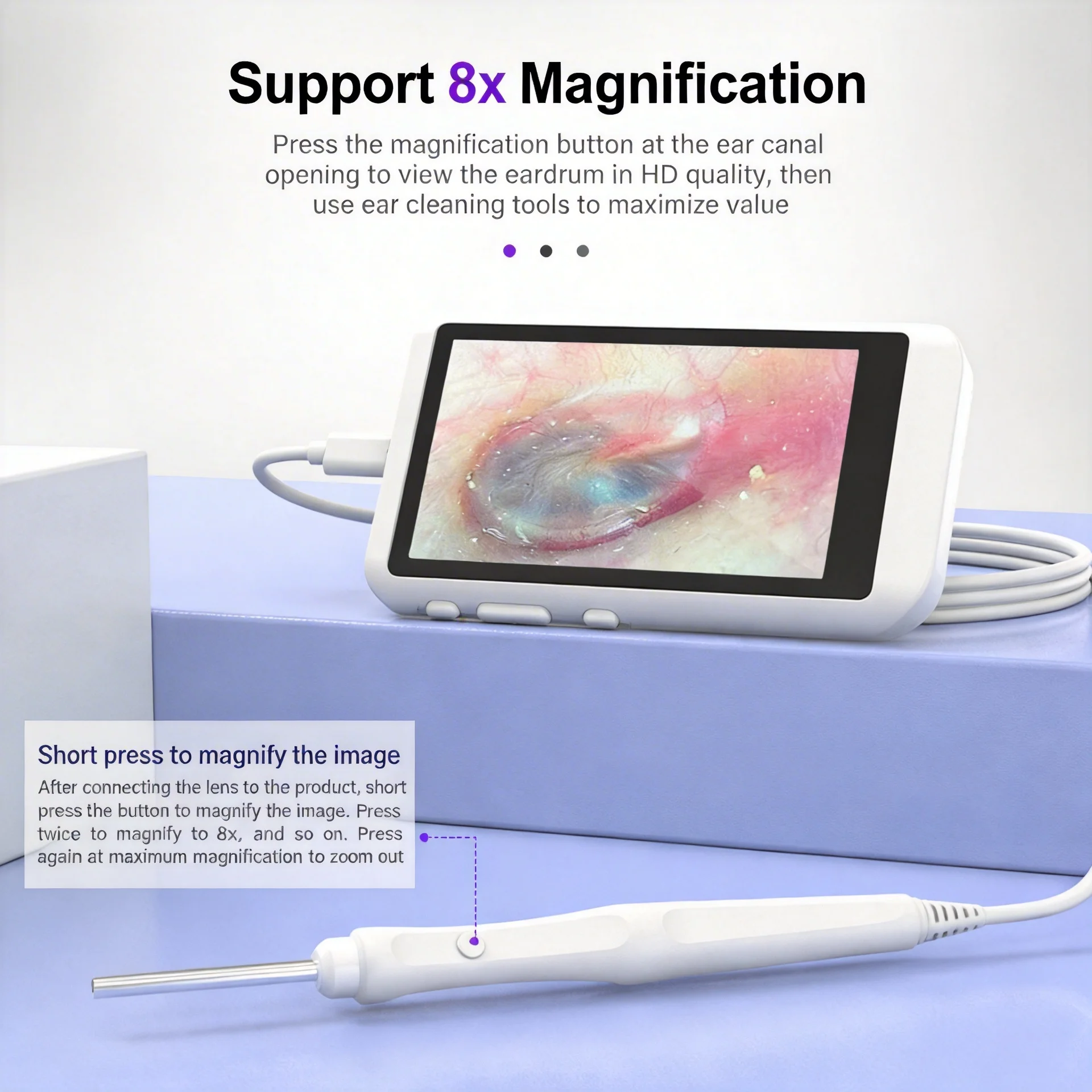 3.2mm HD Visual Ear Cleaner with Screen Ear Endoscope Camera Ear Wax Removal Otoscope Ear Pick Inspection Tool for Kids Adults 1